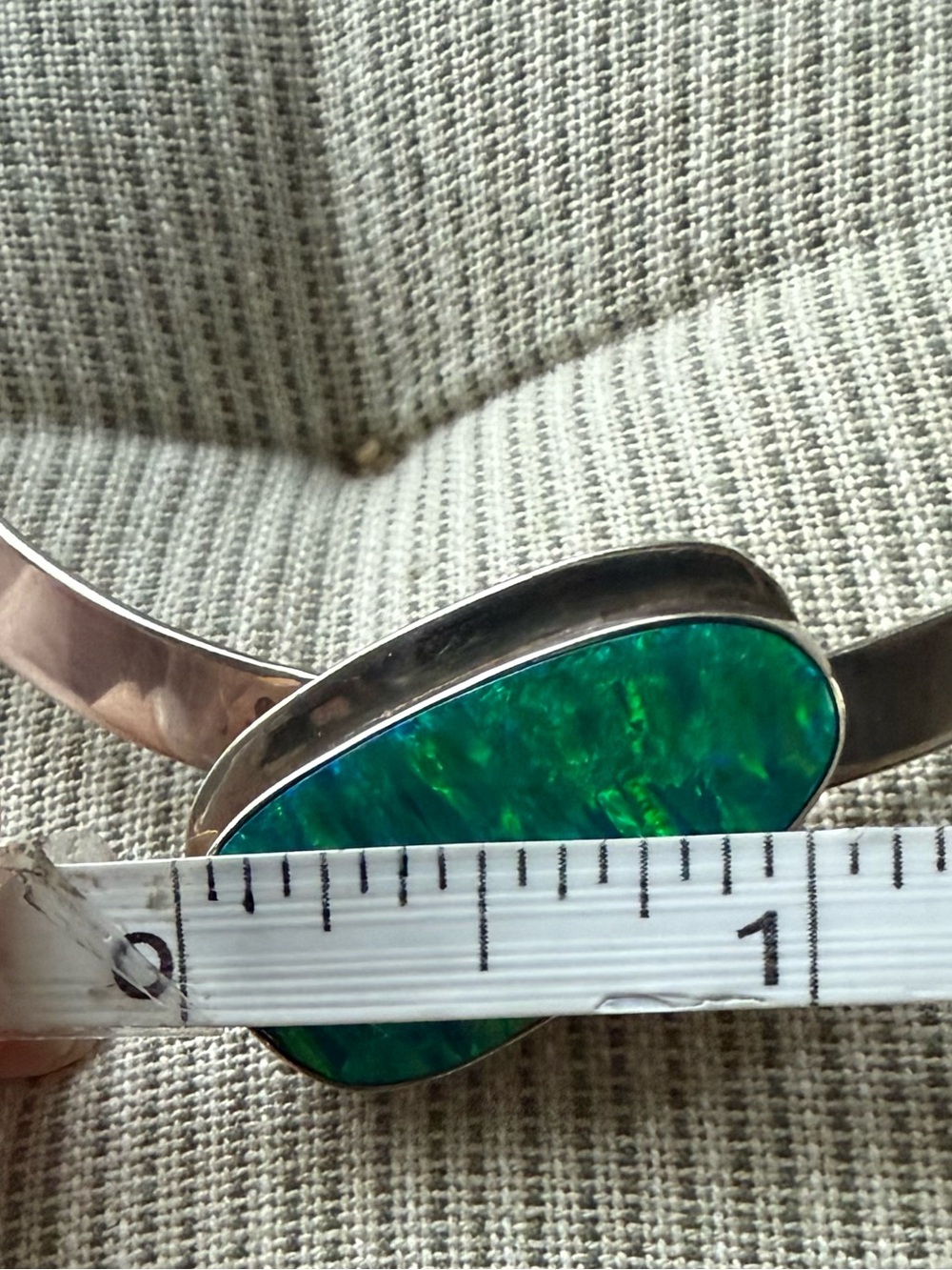 Taxco Mexico Sterling Silver Choker Necklace w/Green Opal Center 16 in vintage - Picture 17 of 17
